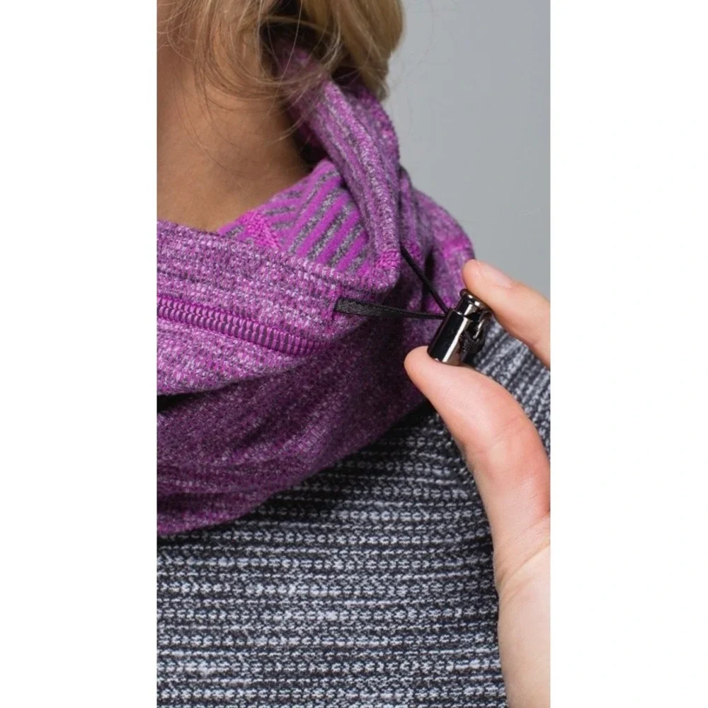 Lululemon Purple Space Dye Knit Neck Warmer Gaiter Adjustable Cinch Toggle